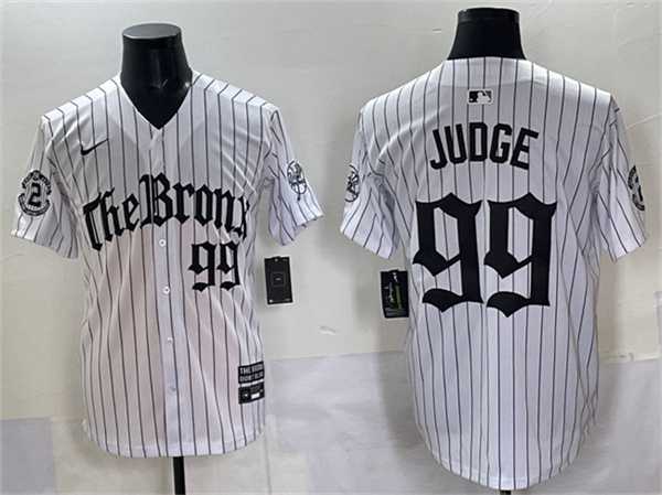 Men%27s New York Yankees #99 Aaron Judge White Pinstripe %27Gothic Legacy Edition%27 Vapor Premier Limited Stitched Jersey->new york yankees->MLB Jersey