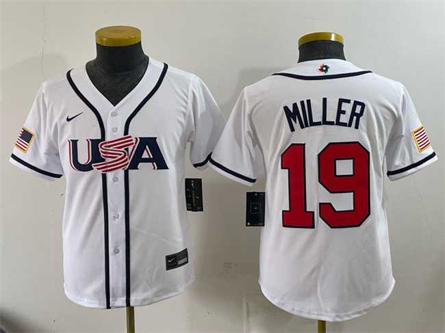 Youth USA Baseball #19 Mason Miller White 2026 World Baseball Classic Home Stadium Stitched Jersey->2026 world baseball classic->MLB Jersey
