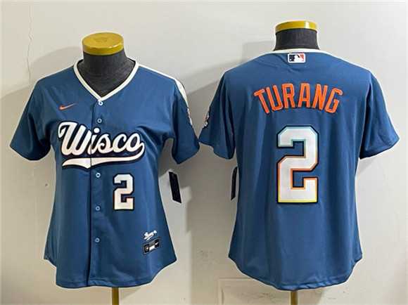 Youth Milwaukee Brewers #2 Brice Turang Mineral Blue 2026 City Connect Stadium Stitched Jersey->2026 world baseball classic->MLB Jersey