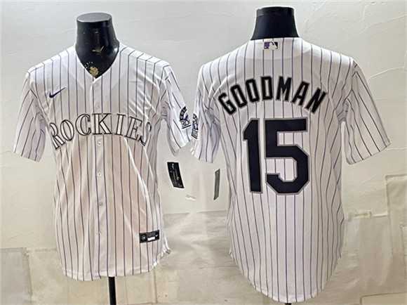 Men%27s Colorado Rockies #15 Hunter Goodman White Home Stitched Jersey->detroit tigers->MLB Jersey