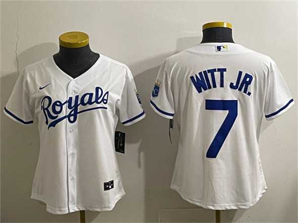 Women%27s Kansas City Royals #7 Bobby Witt Jr. White Cool Base Stitched Jersey->mlb womens jerseys->MLB Jersey