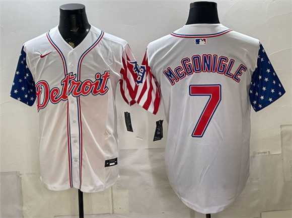 Men%27s Detroit Tigers #7 Kevin McGonigle 2026 White USA Flag Vapor Premier Limited Stitched Jersey Dzhi->detroit tigers->MLB Jersey