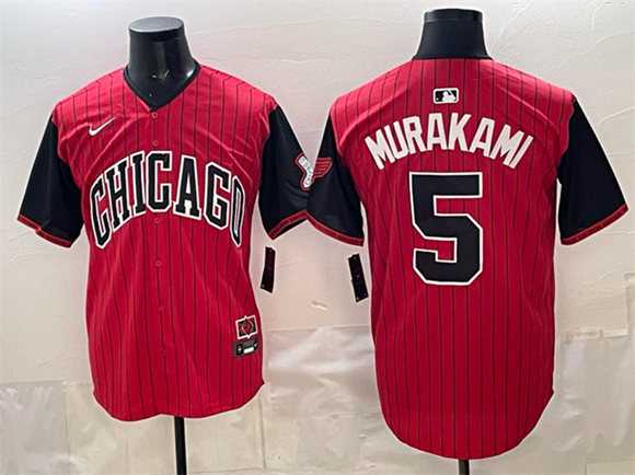 Mens Chicago White Sox #5 Munetaka Murakami Red Black 2025 City Connect Limited Stitched Jersey->chicago white sox->MLB Jersey