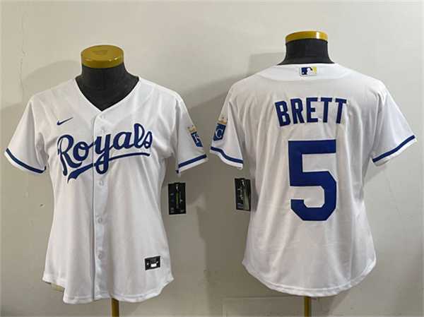 Youth Kansas City Royals #5 George Brett White Cool Base Stitched Jersey->mlb youth jerseys->MLB Jersey