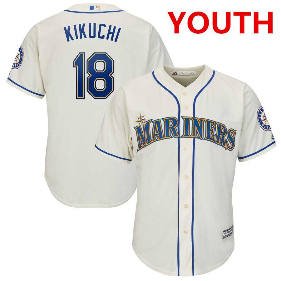 Youth Seattle Mariners #18 Yusei Kikuchi Cream Cool Base Jersey Dzhi->mlb youth jerseys->MLB Jersey