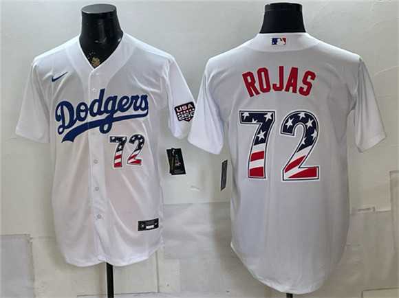 Men%27s Los Angeles Dodgers #72 Miguel Rojas White USA 250 Fourth of July Home Stitched Jersey Dzhi->los angeles dodgers->MLB Jersey