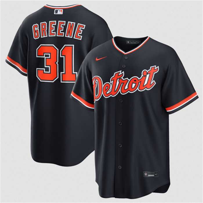 Mens Detroit Tigers #31 Riley Greene Navy Alternate Stitched Jersey Dzhi->->MLB Jersey