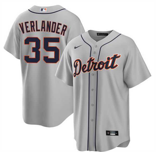 Mens Detroit Tigers #35 Justin Verlander Gray 2026 Road Stitched Jersey Dzhi->->MLB Jersey