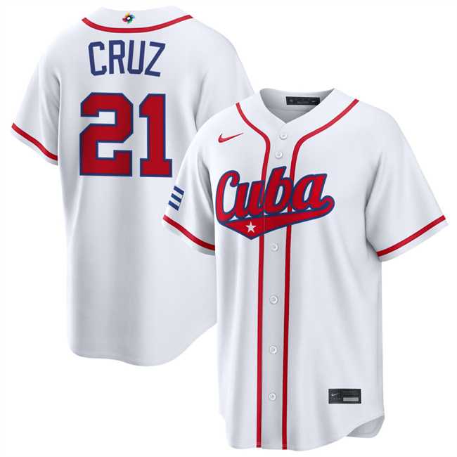 Mens Cuba Baseball #21 Naykel Cruz White 2026 World Baseball Classic Home Stadium Stitched Jersey->2026 world baseball classic->MLB Jersey