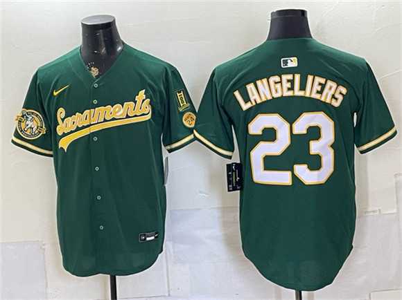 Men%27s Oakland Athletics #23 Shea Langeliers 2026 Green Alternate Sacramento Celebrating 125 Years Vapor Limited Stitched Jersey Dzhi->philadelphia phillies->MLB Jersey