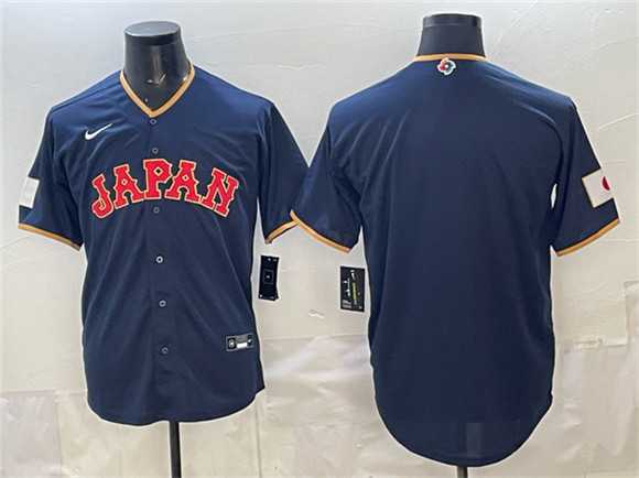 Mens Japan Baseball Blank Navy 2026 World Baseball Classic Road Stadium Stitched Jersey->->MLB Jersey