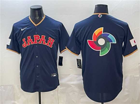 Mens Japan Baseball Team Big Logo Navy 2026 World Baseball Classic Road Stadium Stitched Jersey->->MLB Jersey