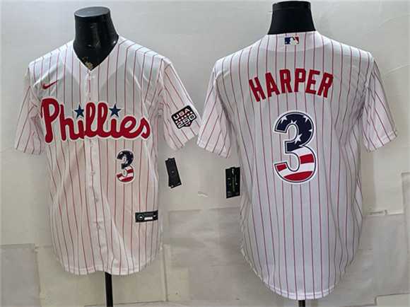 Men%27s Philadelphia Phillies #3 Bryce Harper White USA 250 Fourth of July Home Stitched Jersey Dzhi->philadelphia phillies->MLB Jersey