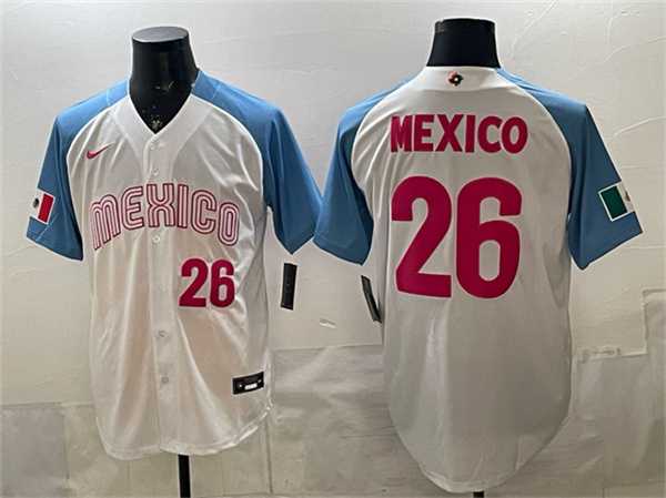 Mens Mexico Baseball #26 Mexico White 2026 World Baseball Classic Home Stadium Stitched Jersey->->MLB Jersey