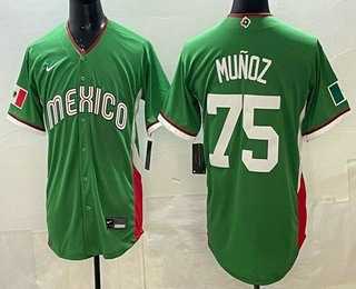 Mens Mexico #75 Andres Munoz Green 2026 World Baseball Classic Cool Base Jersey->->MLB Jersey