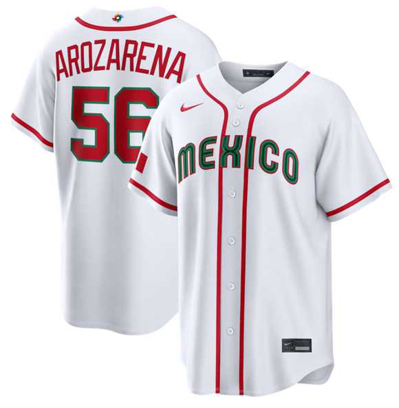 Mens Mexico Baseball #56 Randy Arozarena White 2026 World Baseball Classic Home Stadium Stitched Jersey->->MLB Jersey