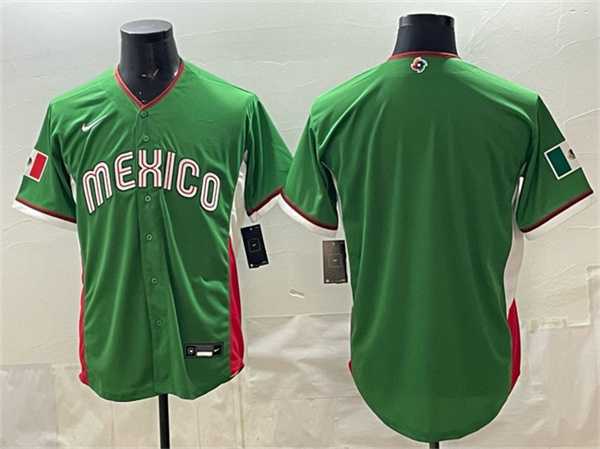Mens Mexico Baseball Blank Green 2026 World Baseball Classic Home Stadium Stitched Jersey->->MLB Jersey
