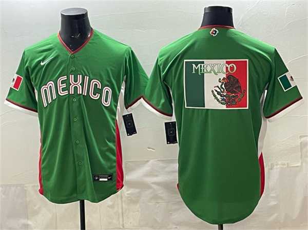Mens Mexico Baseball Team Big Logo Green 2026 World Baseball Classic Home Stadium Stitched Jersey->->MLB Jersey