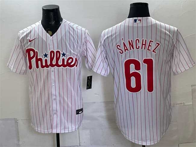 Men%27s Philadelphia Phillies #61 Cristopher Sanchez White Cool Base Stitched Jersey Dzhi->pittsburgh pirates->MLB Jersey