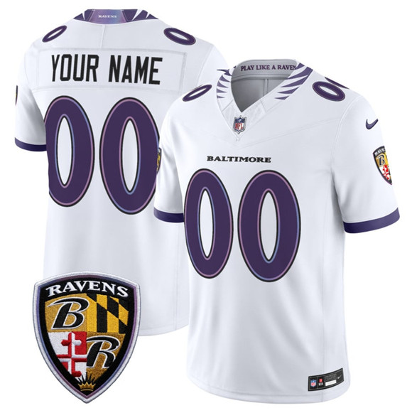 Men%27s Baltimore Ravens Active Player Custom White 2026 F.U.S.E. Vapor Limited Football Stitched Jersey->customized nfl jersey->Custom Jersey
