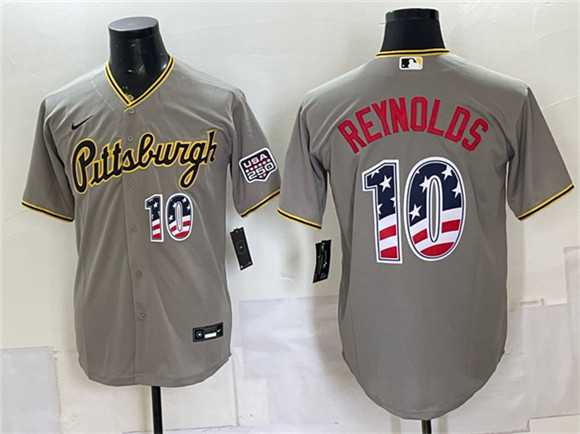 Men%27s Pittsburgh Pirates #10 Bryan Reynolds Grey USA 250 Fourth of July Stitched Jersey Dzhi->san diego padres->MLB Jersey