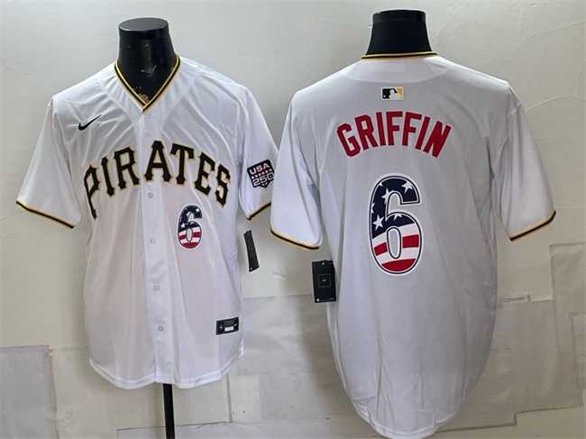 Men%27s Pittsburgh Pirates #6 Konnor Griffin White USA 250 Fourth of July Stitched Jersey Dzhi->pittsburgh pirates->MLB Jersey