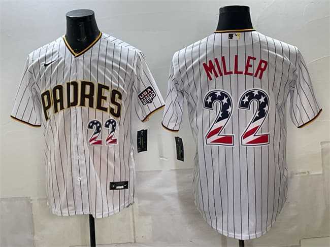 Men%27s San Diego Padres #22 Mason Miller White USA 250 Fourth of July Home Stitched Jersey Dzhi->san francisco giants->MLB Jersey