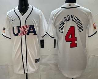 Mens USA #4 Pete Crow-Armstrong White 2026 World Baseball Classic Cool Base Jersey->->MLB Jersey
