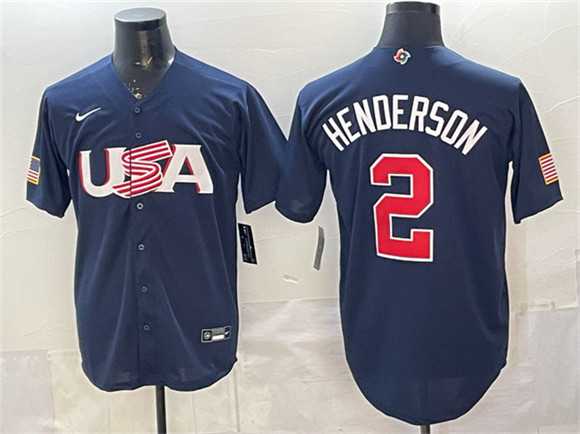 Mens USA Baseball #2 Gunnar Henderson Navy World Baseball Classic Stitched Jersey->->MLB Jersey