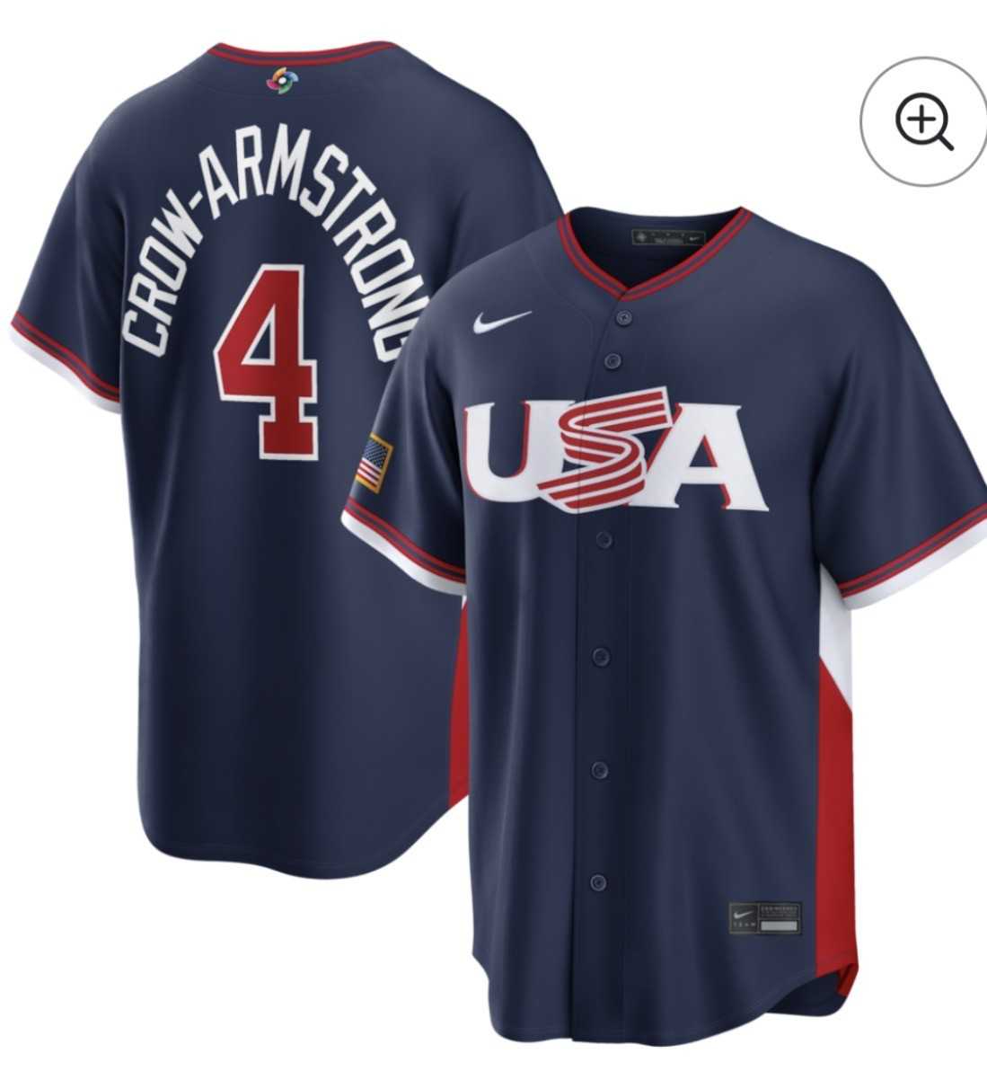 Mens USA Baseball #4 Crow-Armstrong Navy 2026 World Baseball Classic Road Stadium Stitched Jersey->->MLB Jersey