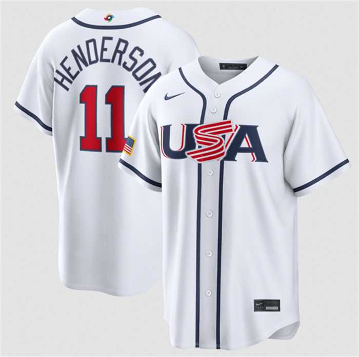 Mens USA Baseball #11 Gunnar Henderson White 2026 World Baseball Classic Home Stadium Stitched Jersey->->MLB Jersey