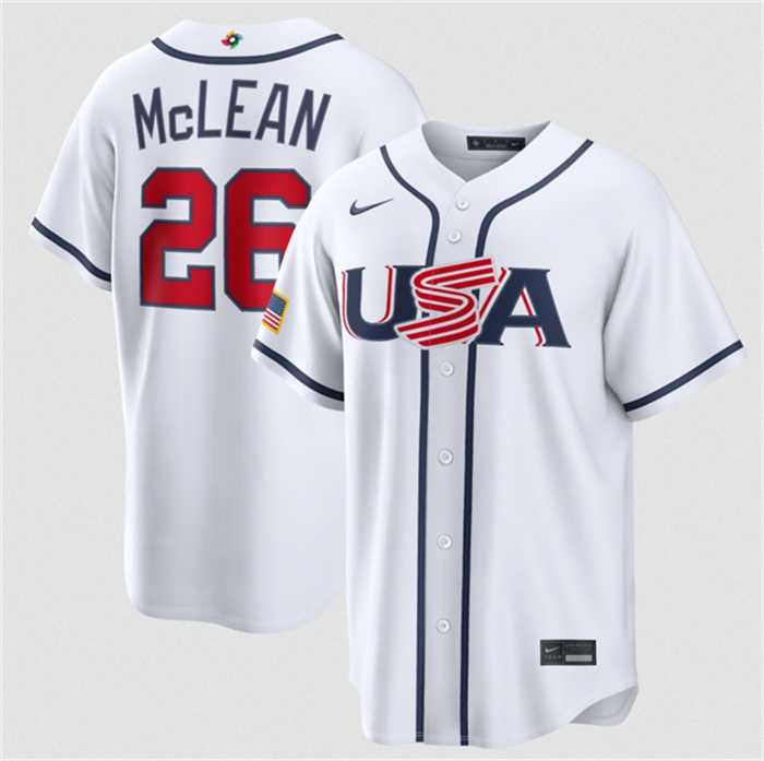 Mens USA Baseball #26 Nolan McLean White 2026 World Baseball Classic Home Stadium Stitched Jersey->->MLB Jersey