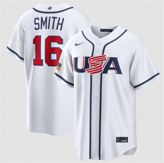 Mens USA Baseball #16 Will Smith White 2026 World Baseball Classic Home Stadium Stitched Jersey->->MLB Jersey
