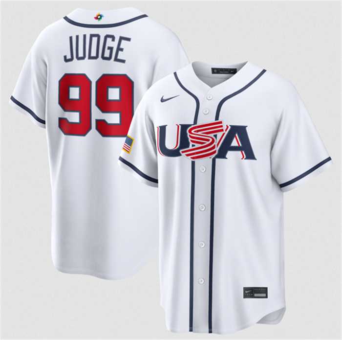 Mens USA Baseball #99 Aaron Judge White 2026 World Baseball Classic Home Stadium Stitched Jersey->->MLB Jersey