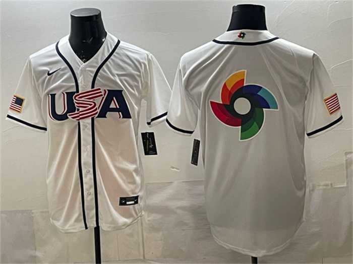 Mens USA Baseball Team Big Logo White 2026 World Baseball Classic Home Stadium Stitched Jersey->->MLB Jersey