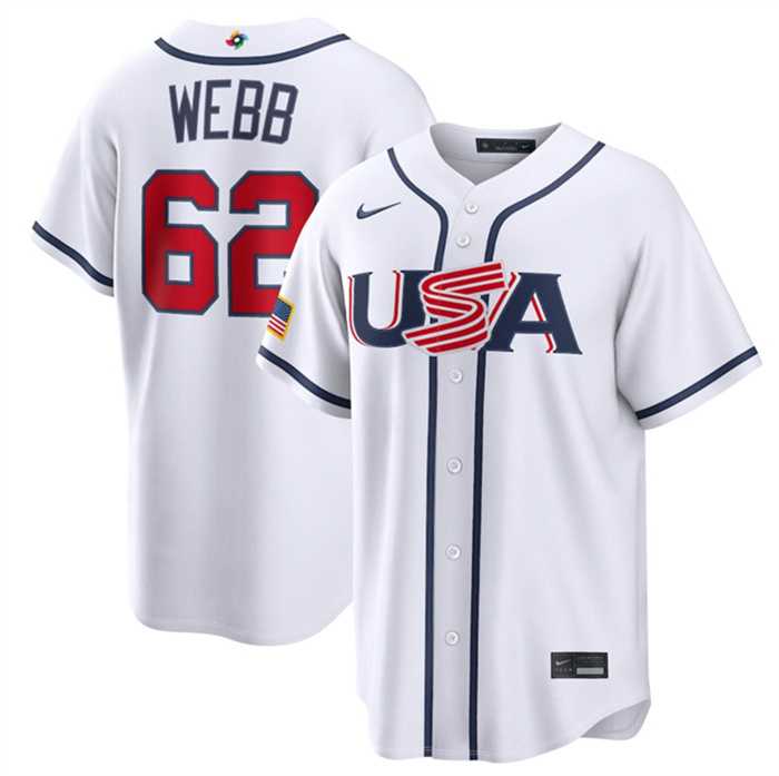 Mens USA Baseball #62 Logan Webb White 2026 World Baseball Classic Home Stadium Stitched Jersey->->MLB Jersey