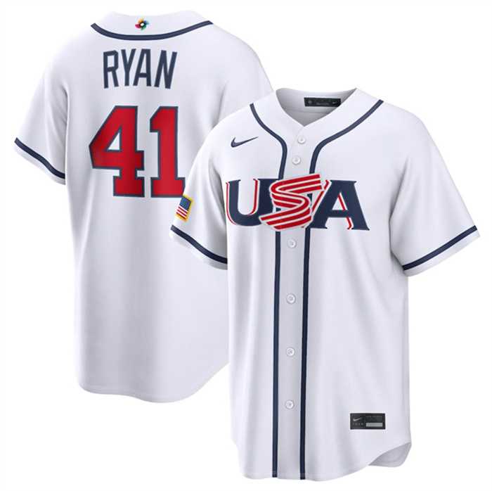 Mens USA Baseball #41 Joe Ryan White 2026 World Baseball Classic Home Stadium Stitched Jersey->->MLB Jersey