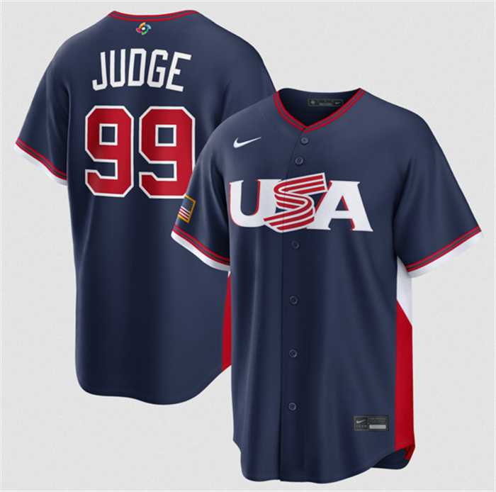 Mens USA Baseball #99 Aaron Judge Navy 2026 World Baseball Classic Road Stadium Stitched Jersey->->MLB Jersey