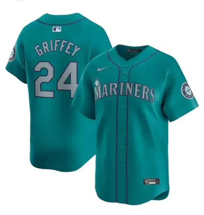 Men%27s Seattle Mariners #24 Ken Griffey Jr. Aqua Alternate Limited Stitched jersey Dzhi Dzhi->seattle mariners->MLB Jersey