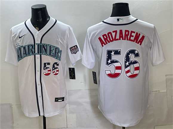Men%27s Seattle Mariners #56 Randy Arozarena White USA 250 Fourth of July Home Stitched Jersey Dzhi->st.louis cardinals->MLB Jersey