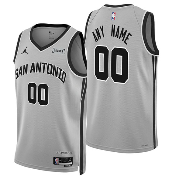 Men%27s San Antonio Spurs ActiVE Player Custom Silver 2025-26 Statement Edition Stitched Basketball Jersey->customized nhl jersey->Custom Jersey