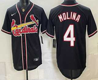 Men%27s St Louis Cardinals #4 Yadier Molina 2026 Black Fashion Cool Base Jersey->st.louis cardinals->MLB Jersey