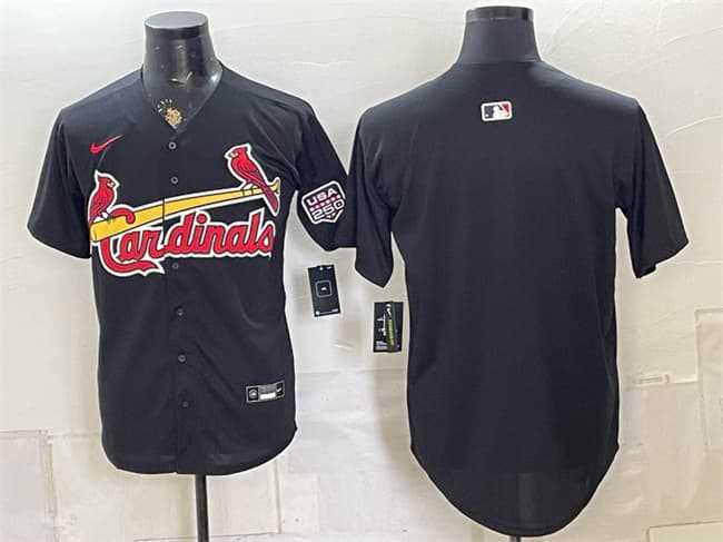 Men%27s St. Louis Cardinals Blank Black USA 250 Patch Stitched Jersey->st.louis cardinals->MLB Jersey