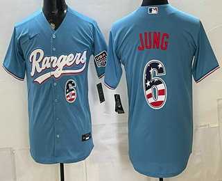 Men%27s Texas Rangers #6 Josh Jung Blue 2026 USA 250 Fourth of July Stitched Jersey Dzhi->toronto blue jays->MLB Jersey