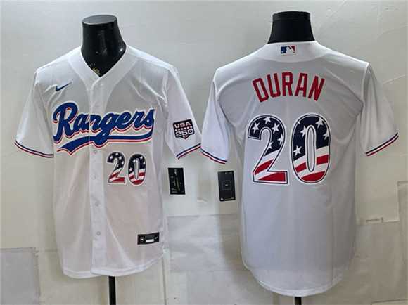 Men%27s Texas Rangers #20 Ezequiel Duran White 2026 USA 250 Fourth of July Home Stitched Jersey Dzhi->toronto blue jays->MLB Jersey