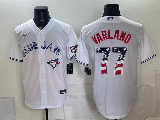 Men%27s Toronto Blue Jays #77 Louis Varland White 2026 USA 250 Fourth of July Stitched Jersey Dzhi->washington nationals->MLB Jersey