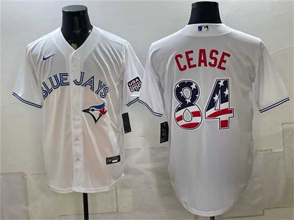 Men%27s Toronto Blue Jays #84 Dylan Cease White 2026 USA 250 Fourth of July Stitched Jersey Dzhi->washington nationals->MLB Jersey