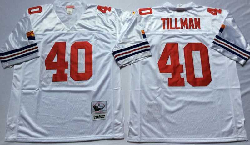 Men%27s Arizona Cardinals #40 Pat Tillman White Throwback Stitched Football Jersey->atlanta falcons->NFL Jersey
