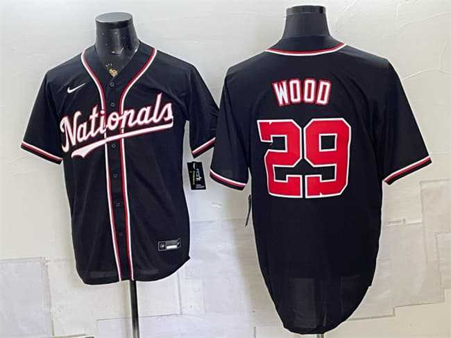 Men%27s Washington Nationals #29 James Wood 2026 Fashion Replica Black Out Stitched Jersey->mlb womens jerseys->MLB Jersey