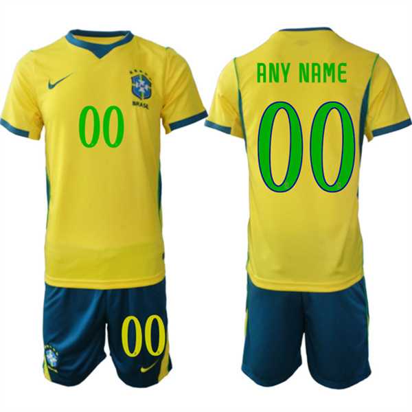 Mens Brazil national football team Custom Yellow 2026 Soccer Jersey Suit->->Custom Jersey